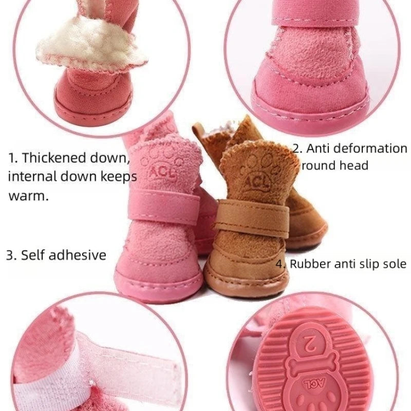 4Pcs Pet Snow Boots