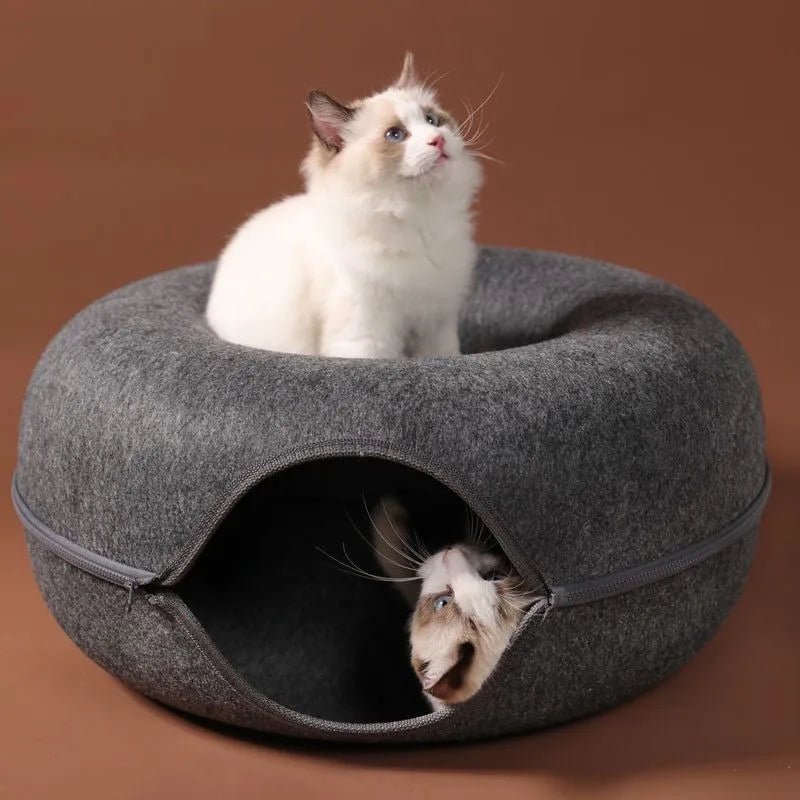 Donut Cat Bed Interactive Tunnel