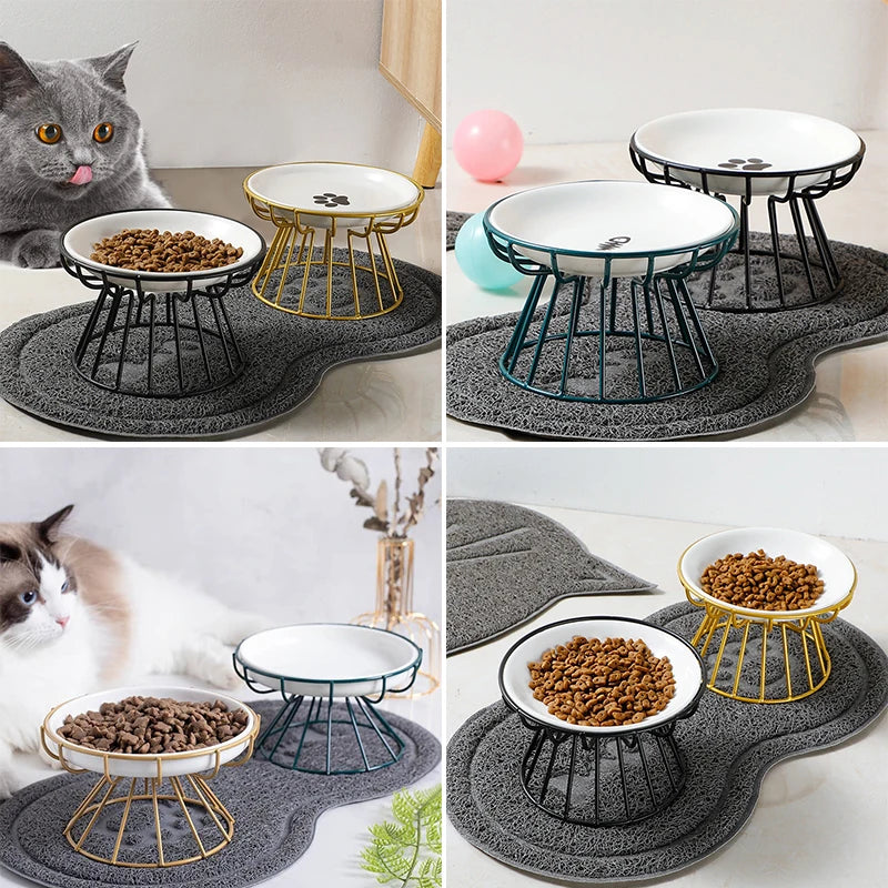 Pet Ceramic Bowl Iron Rack