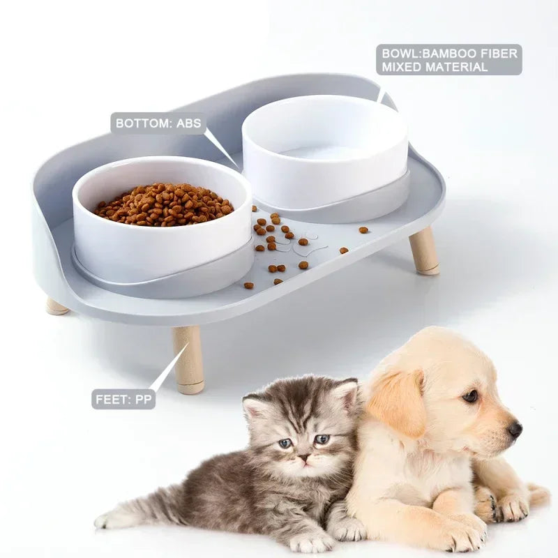 Double Bowls Feeder Adjustable Height