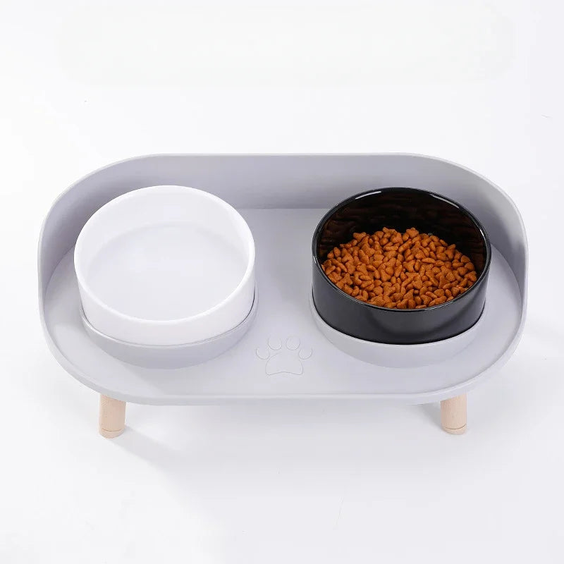 Double Bowls Feeder Adjustable Height