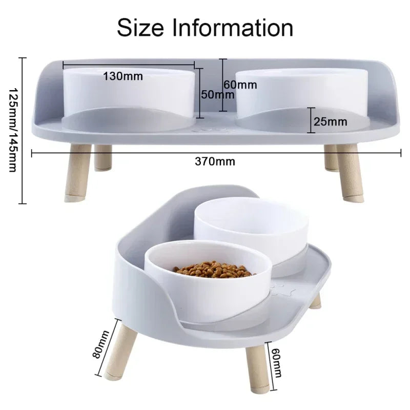 Double Bowls Feeder Adjustable Height